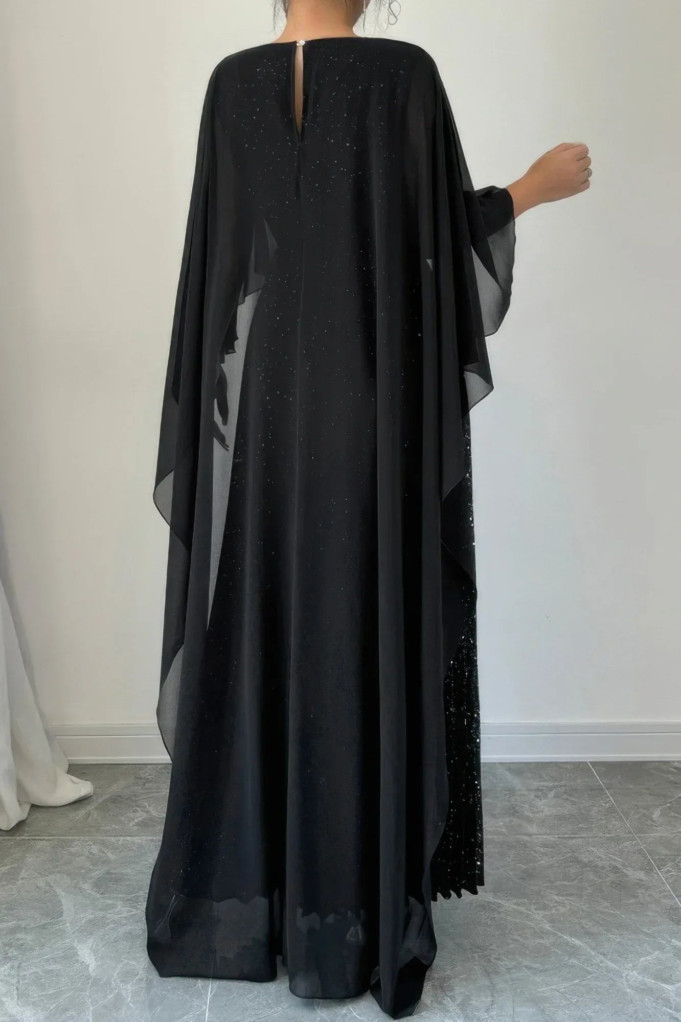 Elegant Sequin Satin Knit Pleated Long Dress | Mixtshop LLC