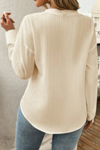 Solid Buttons V Neck Elegant Front Pockets Blouse | Mixtshop LLC