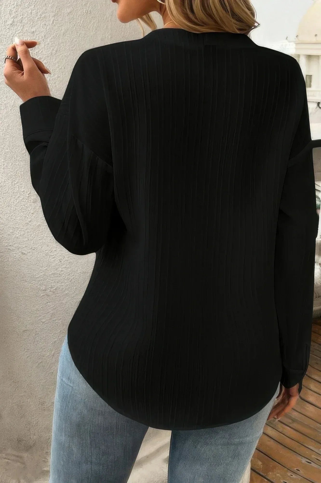 Solid Buttons V Neck Elegant Front Pockets Blouse | Mixtshop LLC
