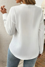 Solid Buttons V Neck Elegant Front Pockets Blouse | Mixtshop LLC