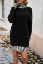 Turtle Mock Neck Solid Knit Stretch Sweater Dress | Mixtshop LLC
