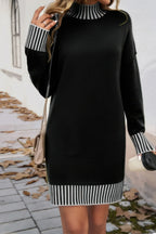 Turtle Mock Neck Solid Knit Stretch Sweater Dress | Mixtshop LLC