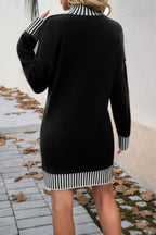Turtle Mock Neck Solid Knit Stretch Sweater Dress | Mixtshop LLC
