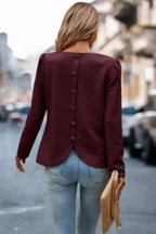 Back Ruffled Detail Crewneck Ruffle Pullover | Mixtshop LLC