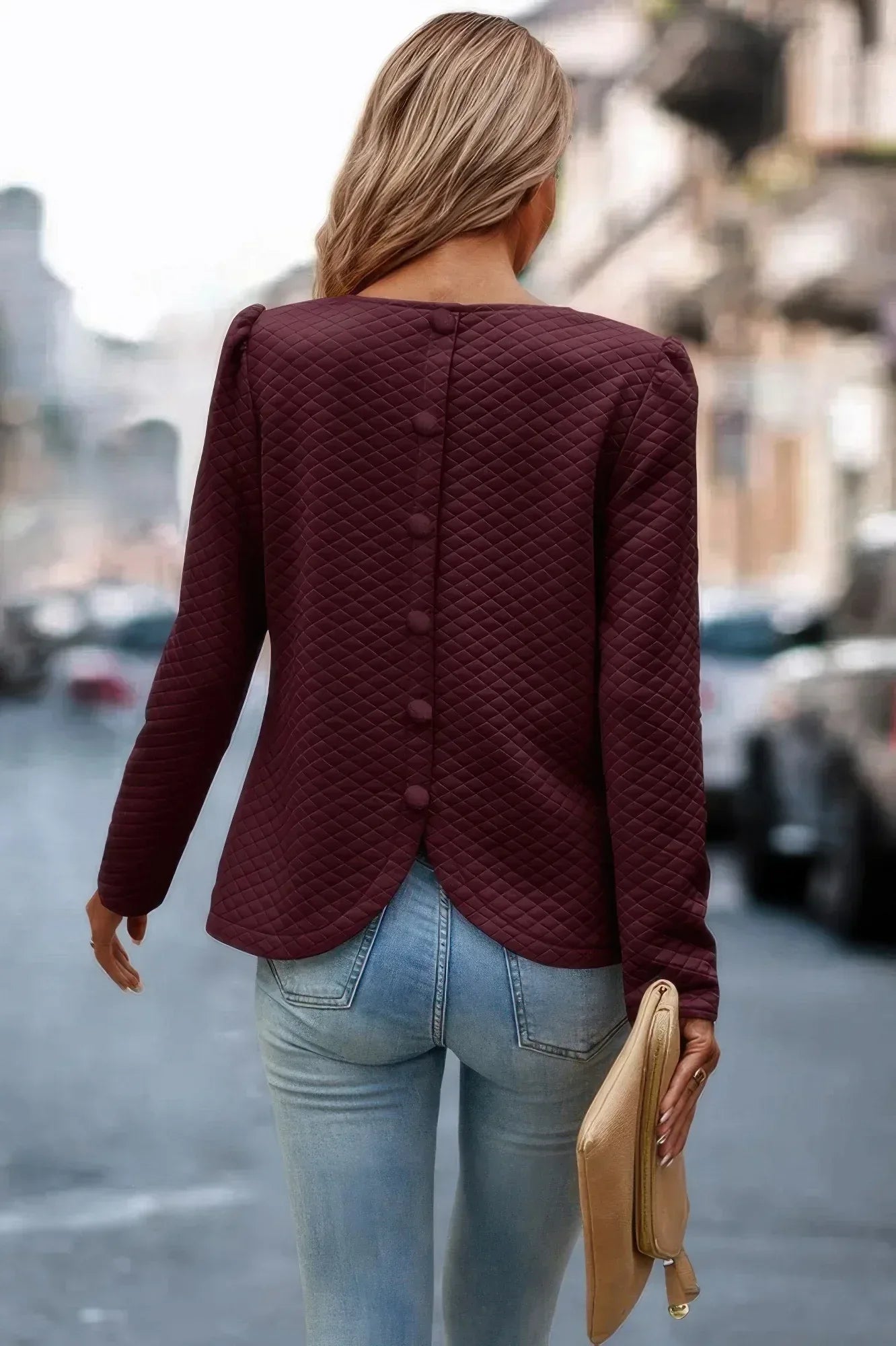 Back Ruffled Detail Crewneck Ruffle Pullover | Mixtshop LLC