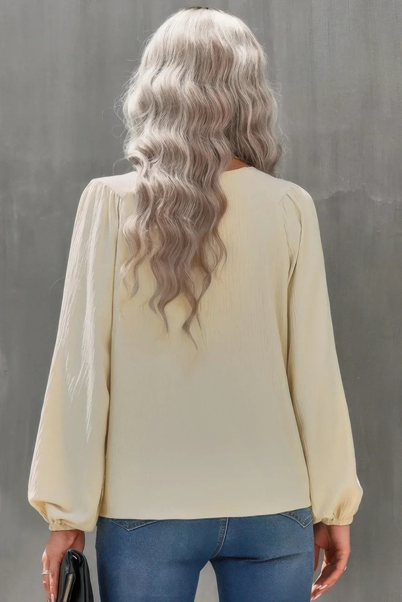 Crew Neck Solid Long Lantern Sleeve Shirt | Mixtshop LLC