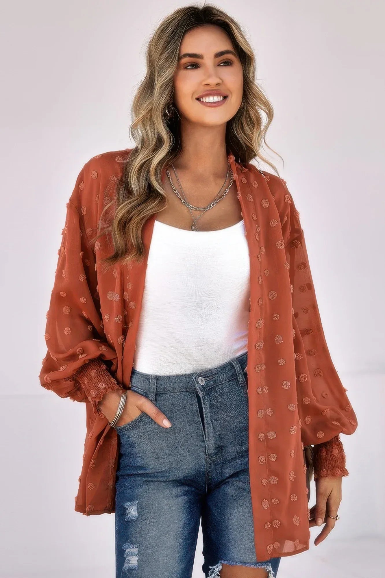 Polka Dot Kimono Loose Front Open Top | Mixtshop LLC