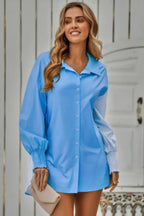 Color Block Button Down Cuffed Sleeves Blouse | Mixtshop LLC