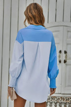Color Block Button Down Cuffed Sleeves Blouse | Mixtshop LLC