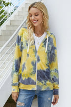Tie Dye Full Zip Drawstring Hoodie | Mixtshop LLC