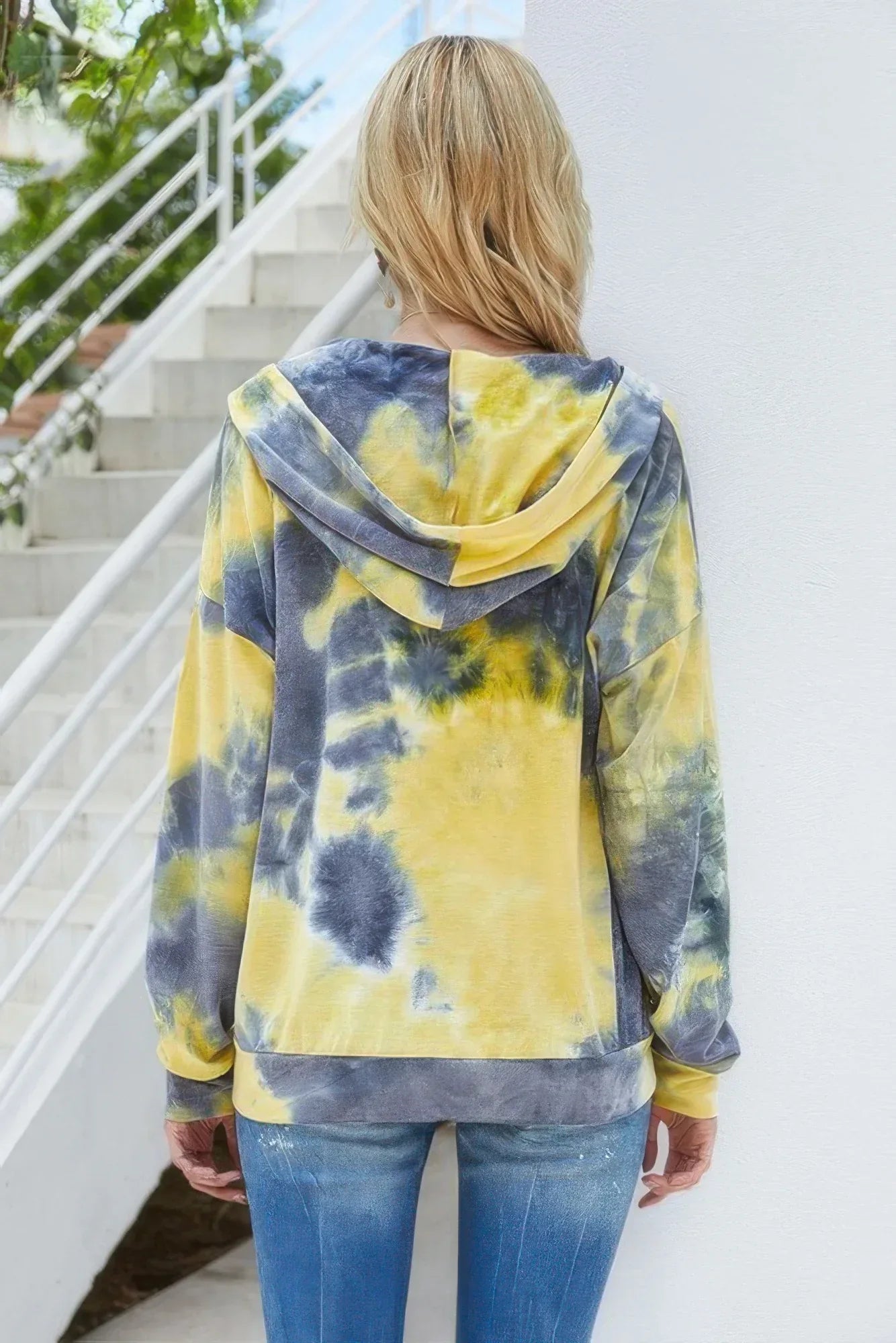 Tie Dye Full Zip Drawstring Hoodie | Mixtshop LLC