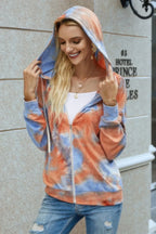 Tie Dye Full Zip Drawstring Hoodie | Mixtshop LLC