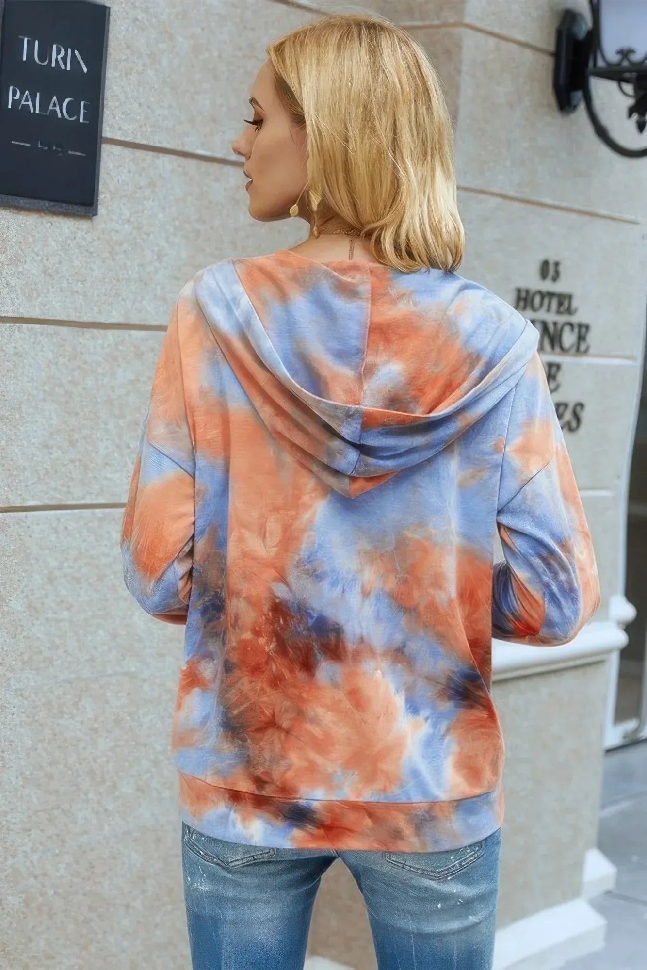 Tie Dye Full Zip Drawstring Hoodie | Mixtshop LLC