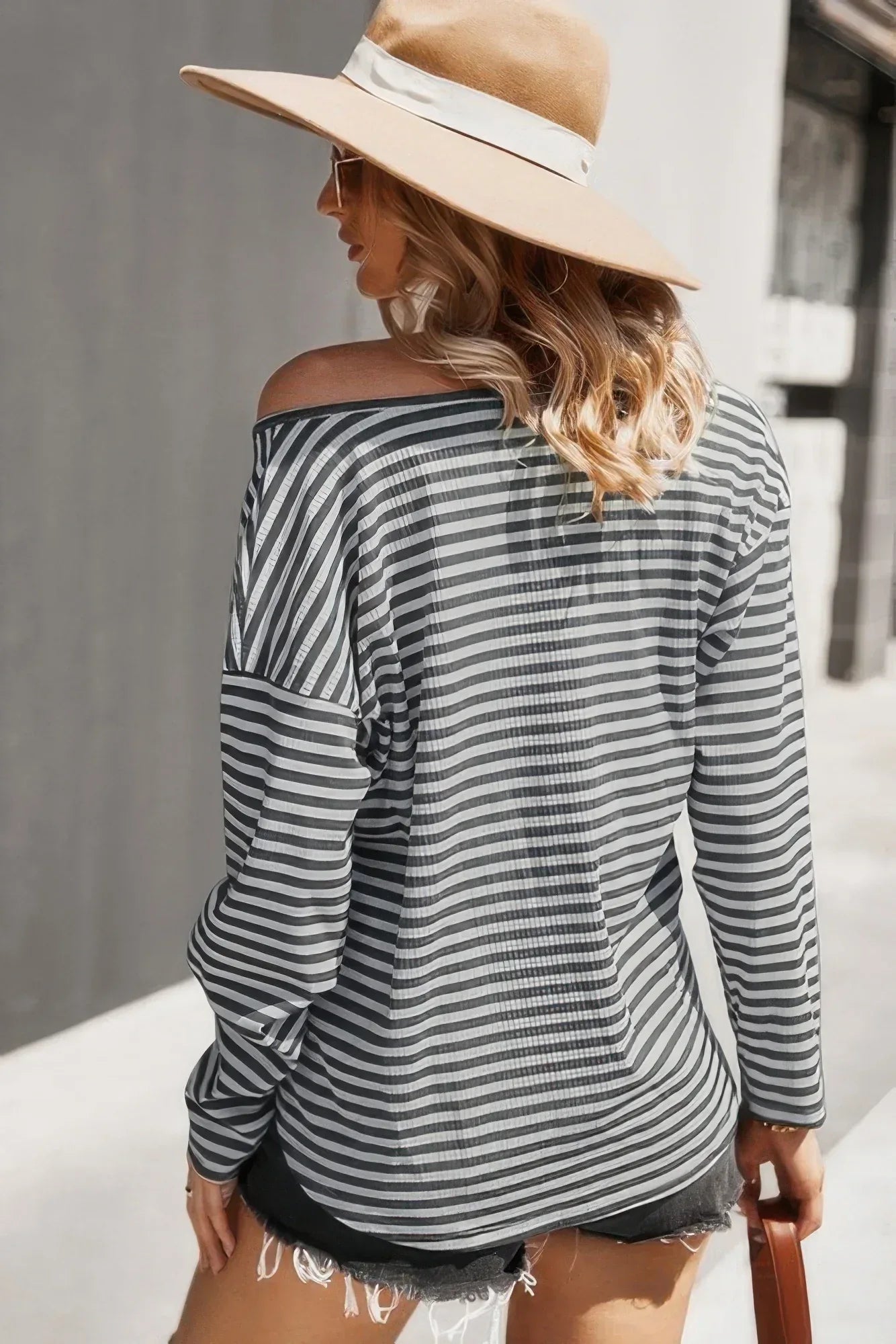 V Neck Short Sleeve Striped Tunic Shirt | Mixtshop LLC