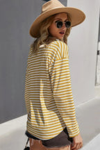 V Neck Short Sleeve Striped Tunic Shirt | Mixtshop LLC