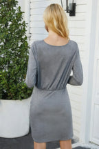 Solid Crew Neck High Waist Drawstring Dress | Mixtshop LLC