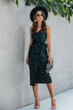 Sleeveless Print Split Thigh Belted Cami Dress | Mixtshop LLC