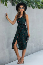 Sleeveless Print Split Thigh Belted Cami Dress | Mixtshop LLC