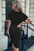 Solid Button Detail Cuffed Pocket Short Dress | Mixtshop LLC