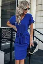 Solid Button Detail Cuffed Pocket Short Dress | Mixtshop LLC