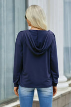 Solid Lace Trim Long Sleeve Loose Hoodie | Mixtshop LLC