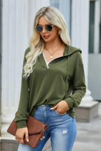 Solid Lace Trim Long Sleeve Loose Hoodie | Mixtshop LLC