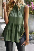 Sleeveless Ruffle Trim Ruffle Hem Loose Top | Mixtshop LLC