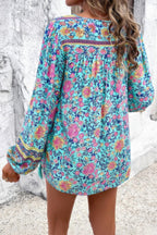 All Over Floral Print Cross Deep V Boho Top | Mixtshop LLC