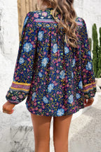 All Over Floral Print Cross Deep V Boho Top | Mixtshop LLC