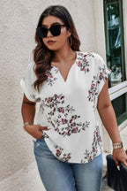 Plus Size Floral Print V Neck Loose Blouse | Mixtshop LLC