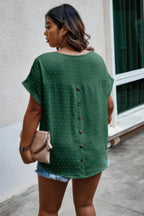 Plus Size Swiss Dot Solid Round Neck Loose Shirt | Mixtshop LLC