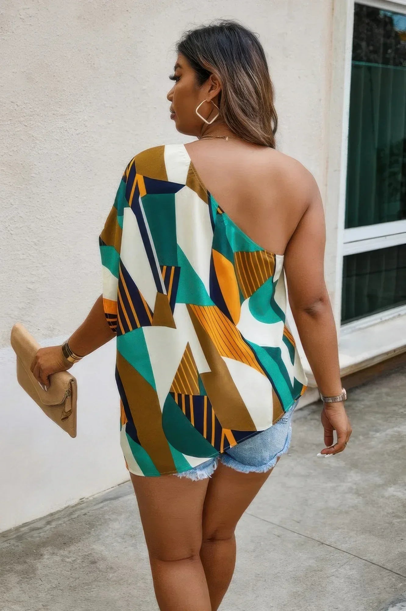 Plus Size One Shoulder Asymmetrical Hem Blouse | Mixtshop LLC
