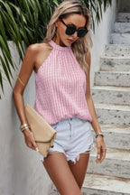 Tartan Halter Sleeveless Cut Out Back Loose Shirt | Mixtshop LLC