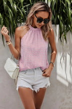 Tartan Halter Sleeveless Cut Out Back Loose Shirt | Mixtshop LLC