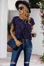 Scoop Neck Polka Dot Batwing Sleeve Blouse | Mixtshop LLC