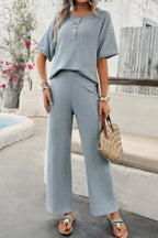 Two Pieces Outfits Knitted Crew Neck Button Set | Mixtshop LLC