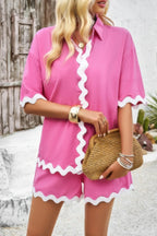 Wave Interlaced Linen Loose Fit Shorts Sets | Mixtshop LLC