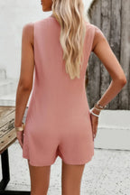 Solid Crewneck Sleeveless Loose Pockets Romper | Mixtshop LLC