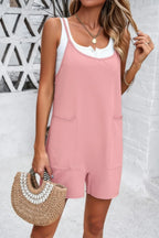 Scoop Neck Spaghetti Straps Loose Fit Solid Romper | Mixtshop LLC