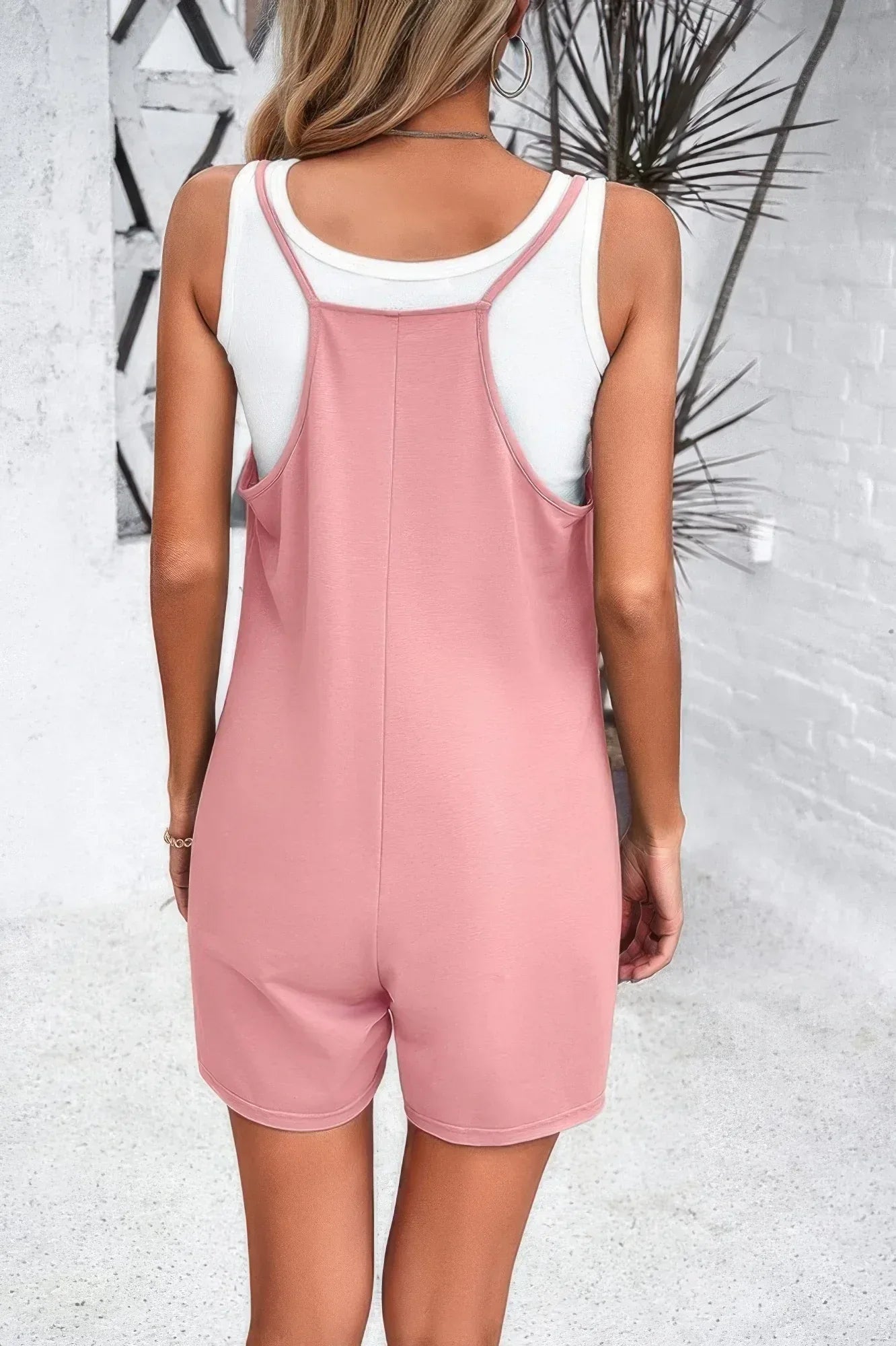 Scoop Neck Spaghetti Straps Loose Fit Solid Romper | Mixtshop LLC