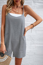 Scoop Neck Spaghetti Straps Loose Fit Solid Romper | Mixtshop LLC
