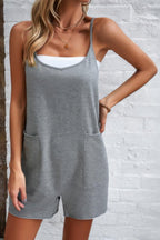 Scoop Neck Spaghetti Straps Loose Fit Solid Romper | Mixtshop LLC