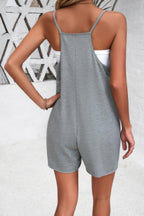 Scoop Neck Spaghetti Straps Loose Fit Solid Romper | Mixtshop LLC