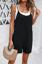 Scoop Neck Spaghetti Straps Loose Fit Solid Romper | Mixtshop LLC