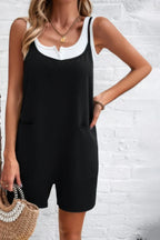 Scoop Neck Spaghetti Straps Loose Fit Solid Romper | Mixtshop LLC