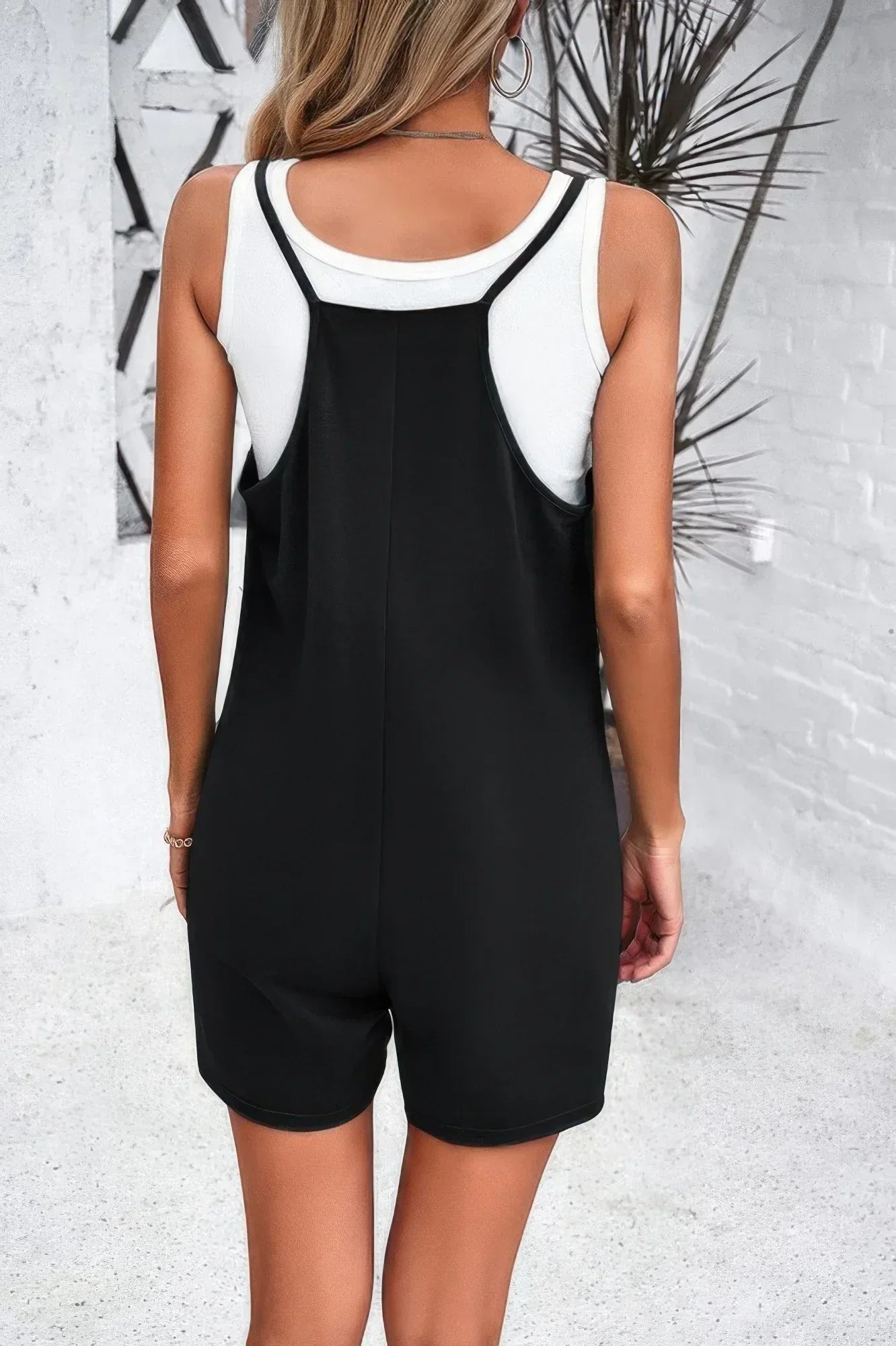 Scoop Neck Spaghetti Straps Loose Fit Solid Romper | Mixtshop LLC