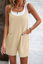 Scoop Neck Spaghetti Straps Loose Fit Solid Romper | Mixtshop LLC