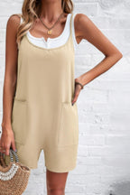 Scoop Neck Spaghetti Straps Loose Fit Solid Romper | Mixtshop LLC