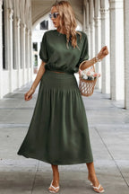 Two Pieces Solid Color Loose Puff Sleeve Pleated Shirt | Mixtshop LLC