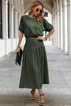 Two Pieces Solid Color Loose Puff Sleeve Pleated Shirt | Mixtshop LLC